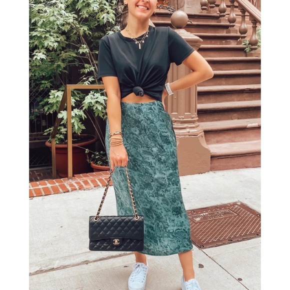 Green Satin Snake print slip skirt w/camisole - Picture 2 of 4